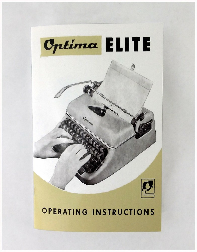 Optima Elite Typewriter User Instruction Manual Booklet
