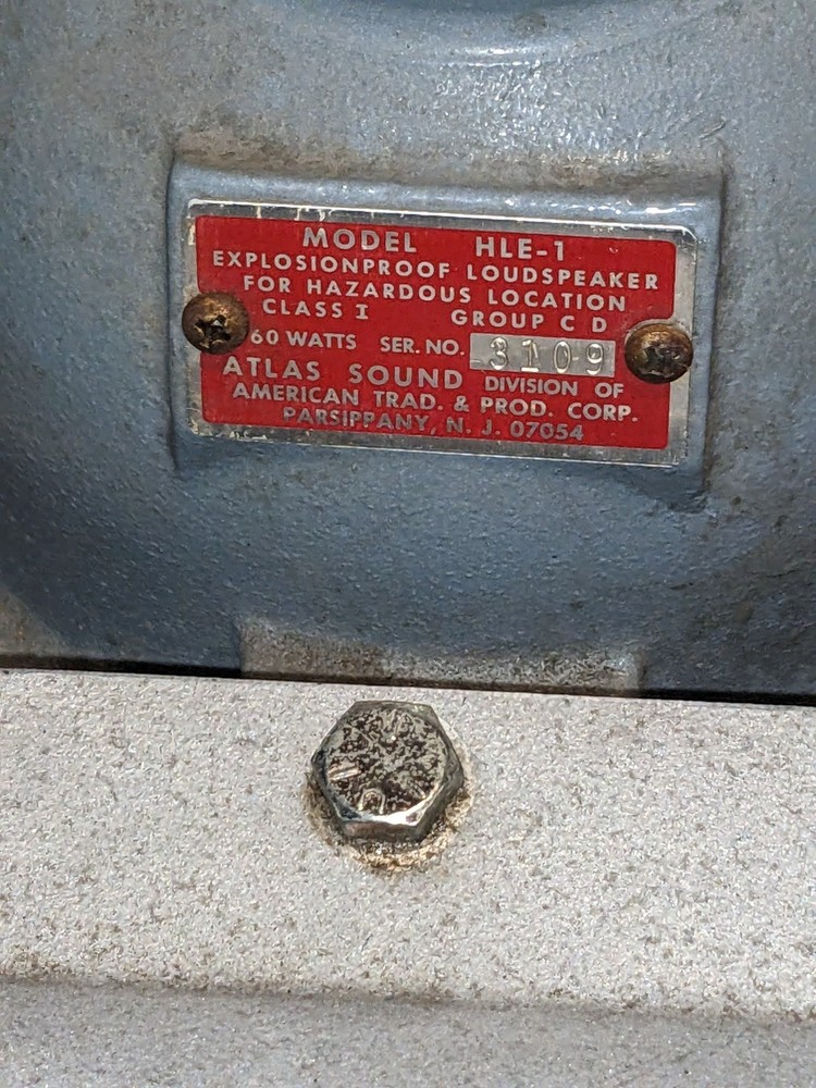 Atlas Hle-1 Explosion Proof Loud Speaker With Horn UNTESTED