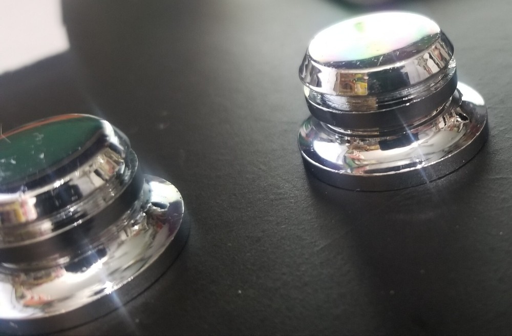 TWO (2) Spun Hat Guitar Knobs Chrome Plated Volume - Tone Fillmore Mosrite NEW