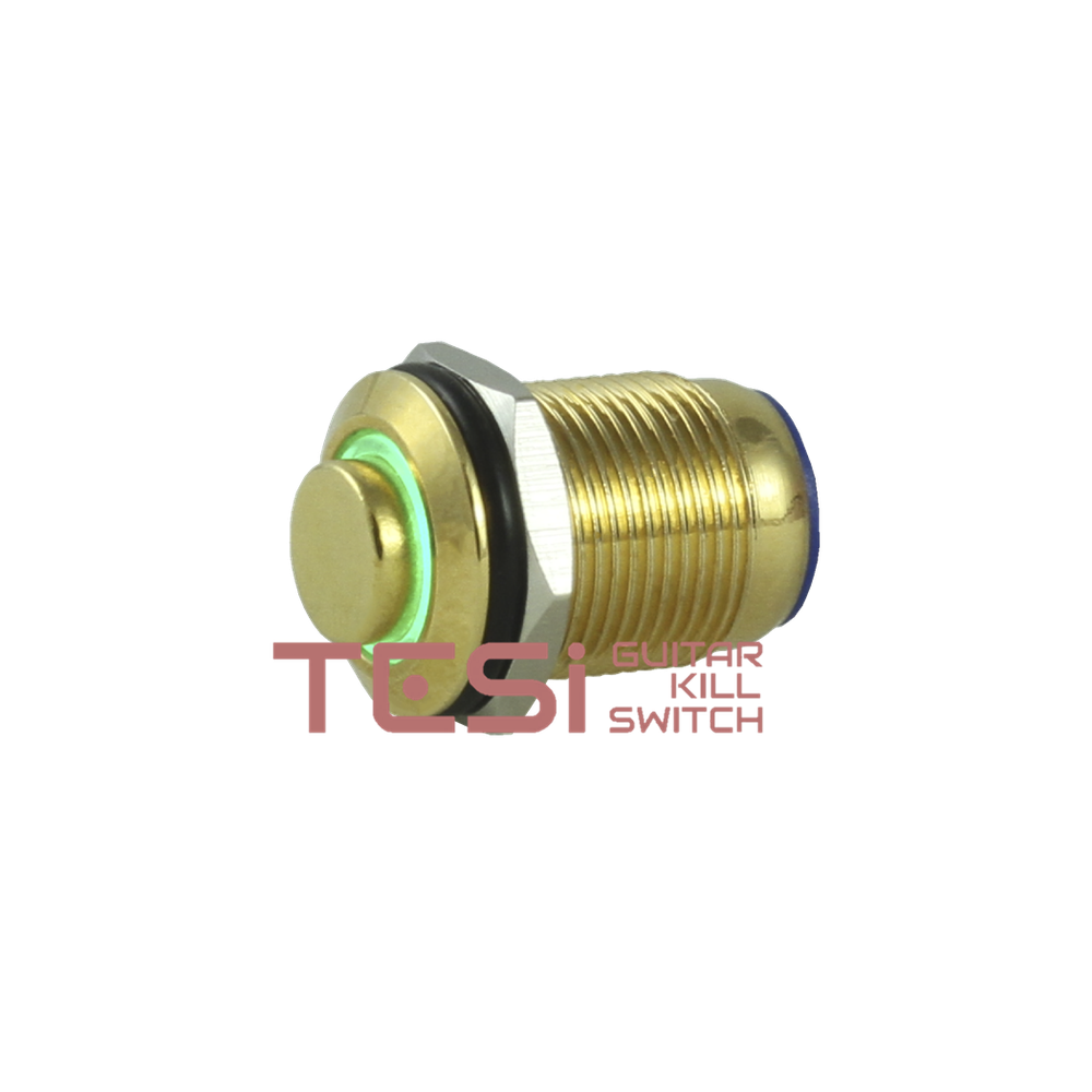 Tesi POCO 12MM LED Momentary Push Button Guitar Kill Switch Gold/Green