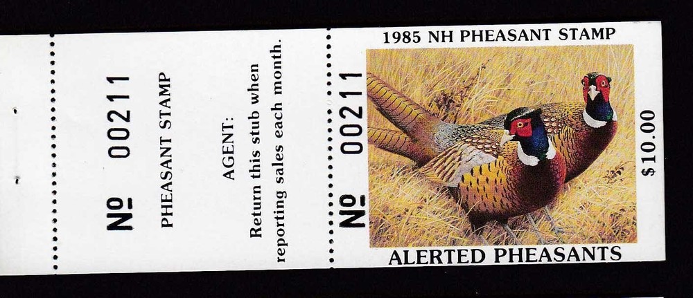 1985 NEW HAMPSHIRE - State Pheasant Stamp - Mint Never Hinged  NH *HUNTER TYPE*