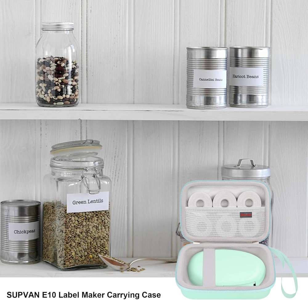Elegant Light Green Carrying Case for SUPVAN E10 & Phomemo D30 Label Makers