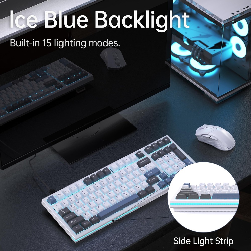 KEMOVE K98SE Mechanical Gaming Keyboard, 98 Keys LED Backlit Programmable, 96...