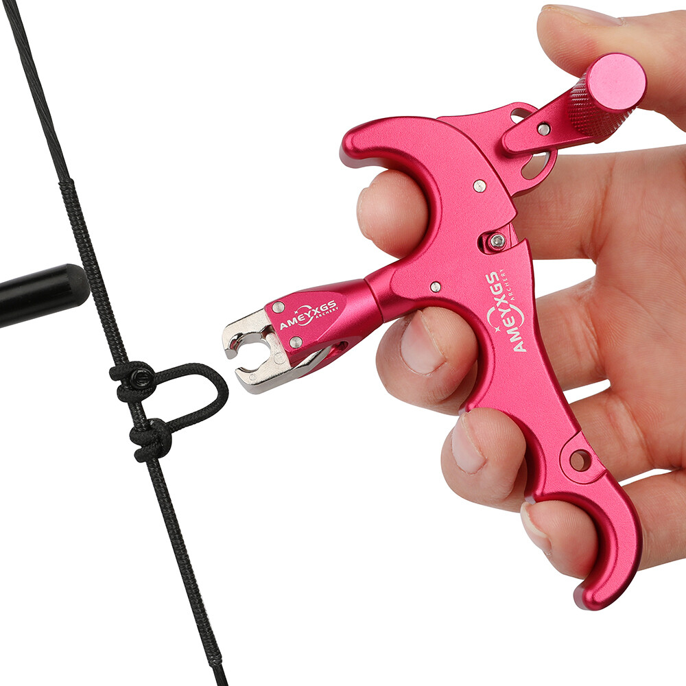 Compound Bow Release Aids 4 Finger Thumb Trigger Metal D Loop Archery Shooting