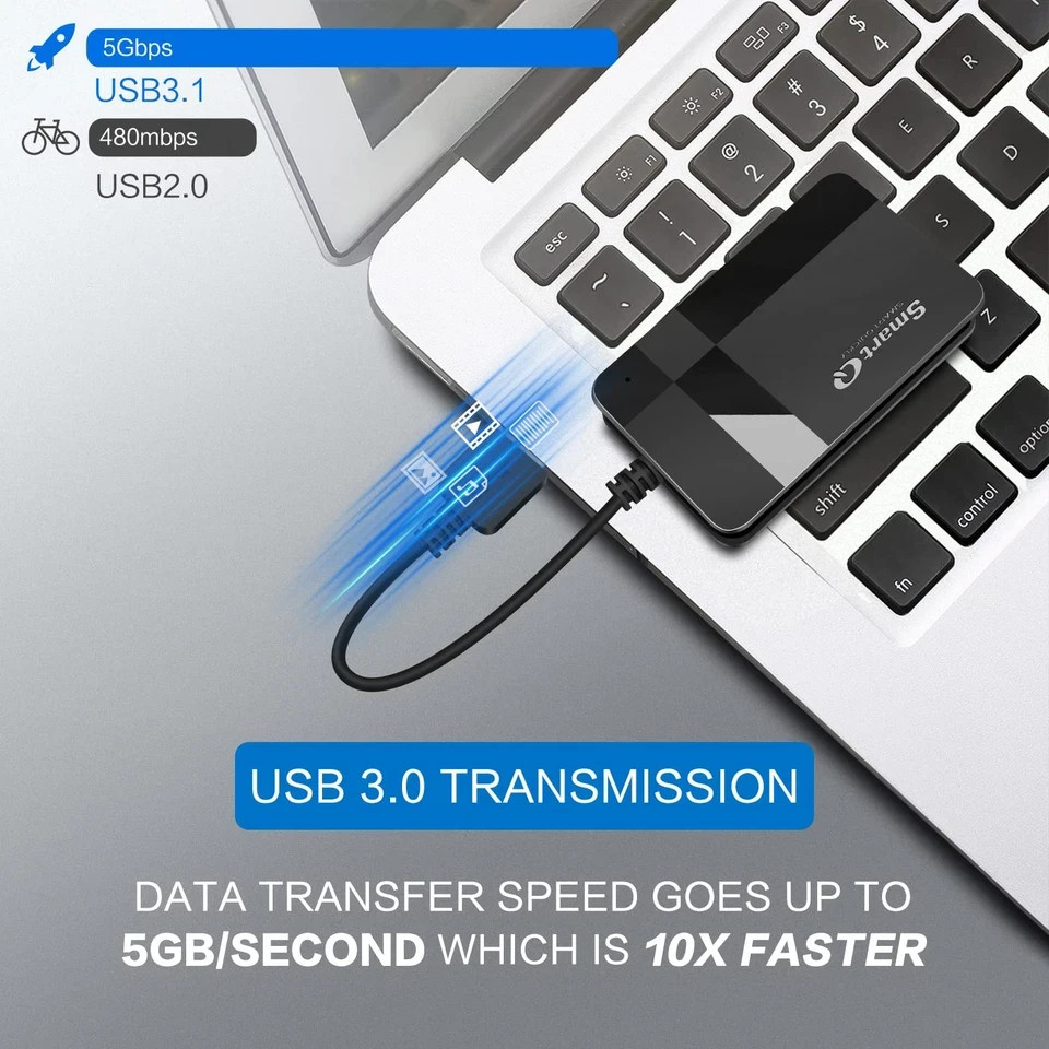 SMARTQ C368 USB 3.0 Card Reader Plug & Play Apple & Windows SD, Micro SD, MS, CF