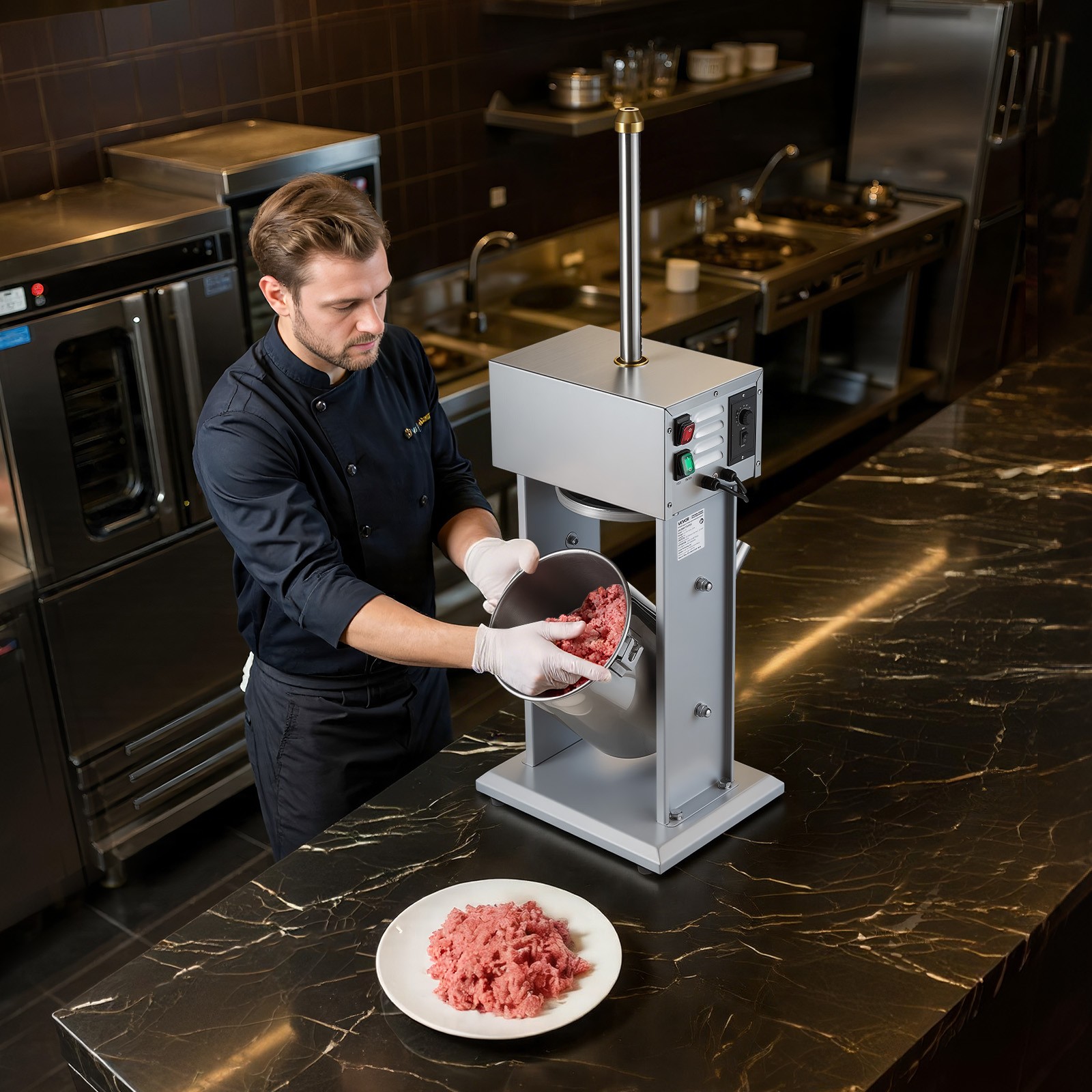 VEVOR Electric Sausage Stuffer 22 LBS / 10 L with Foot Pedal & 4 Filling Tubes