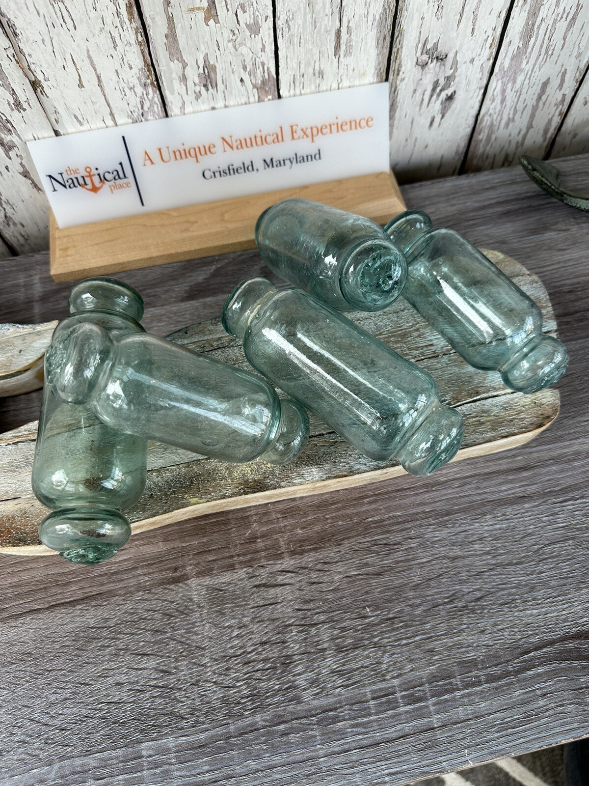 Japanese Rolling Pin Glass Float - Authentic Vintage Japan Fish Net Buoy - Aqua