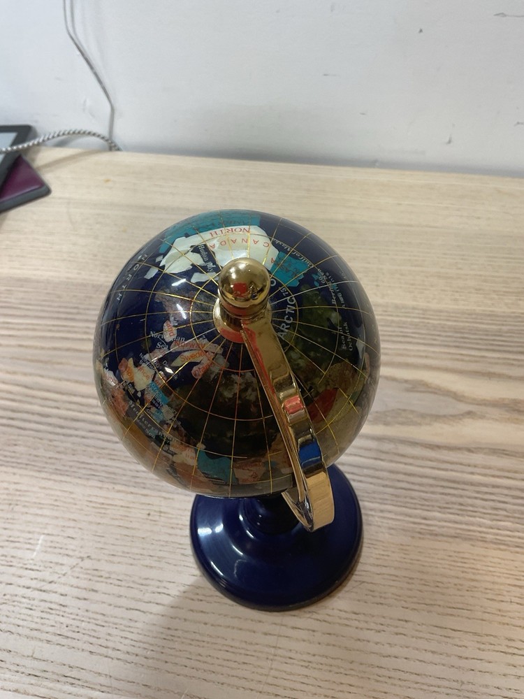 Blue Lapis World Map Globe Tabletop Decor Office Business