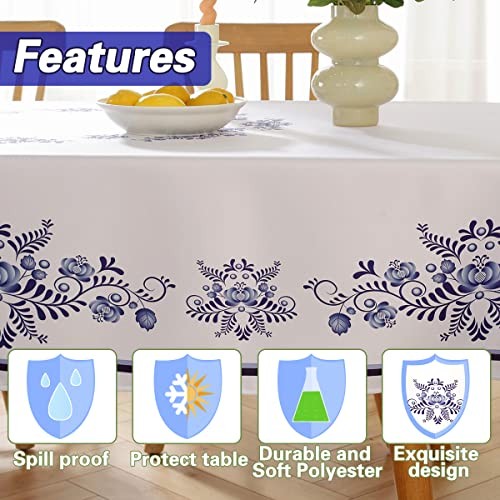 Rectangle Tablecloth Blue 120" x 60" (Rectangular) Blue and White Porcelain