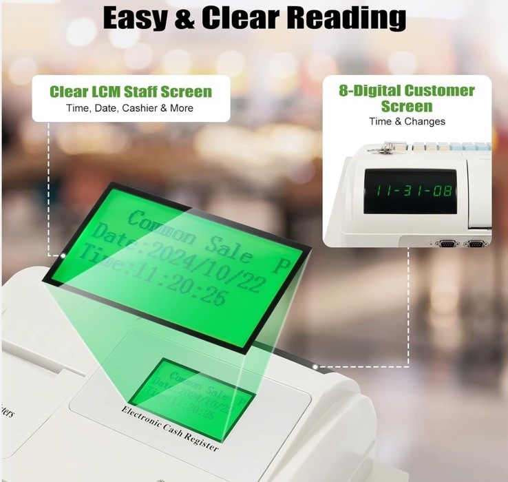 NEW Electronic Cash Register 48 Keys Cash Management System with Thermal Printer