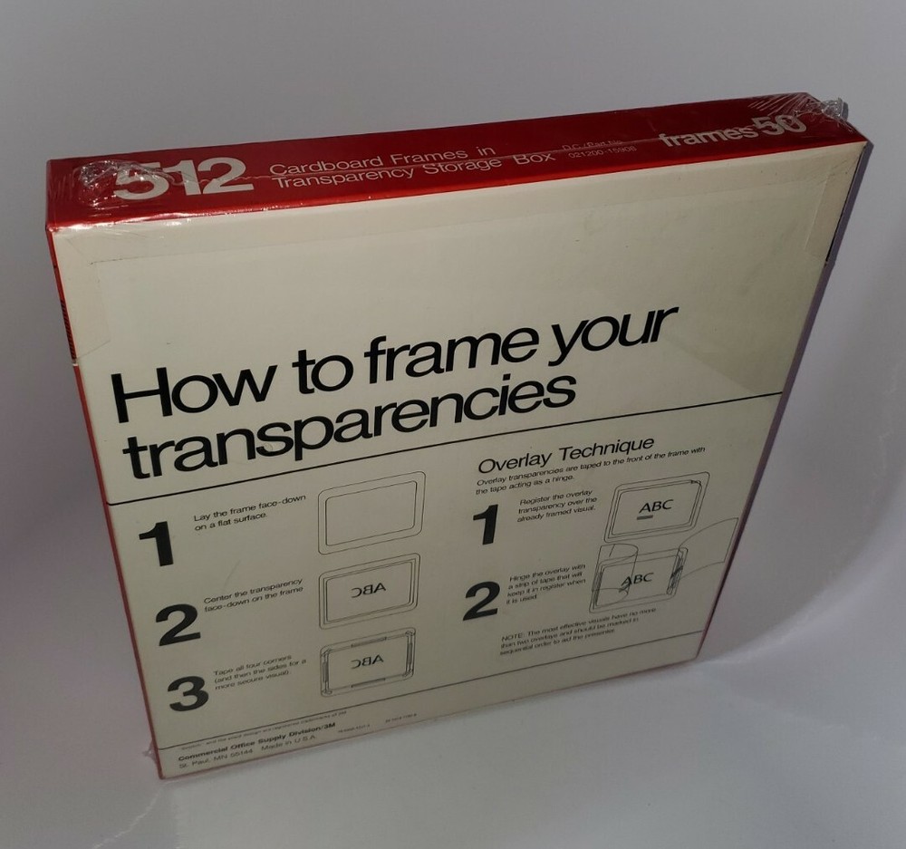 Scotch 3M 512 Paperboard Transparency Mounting Frames & Storage Box - 50 Frames!