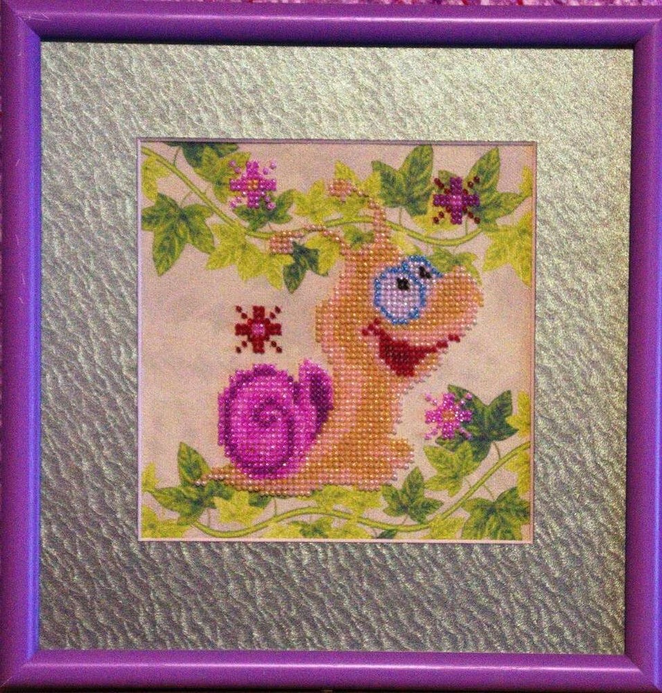 DIY Bead Embroidery Kit "Snail" Beaded Stitching Needlepoint Beadwork