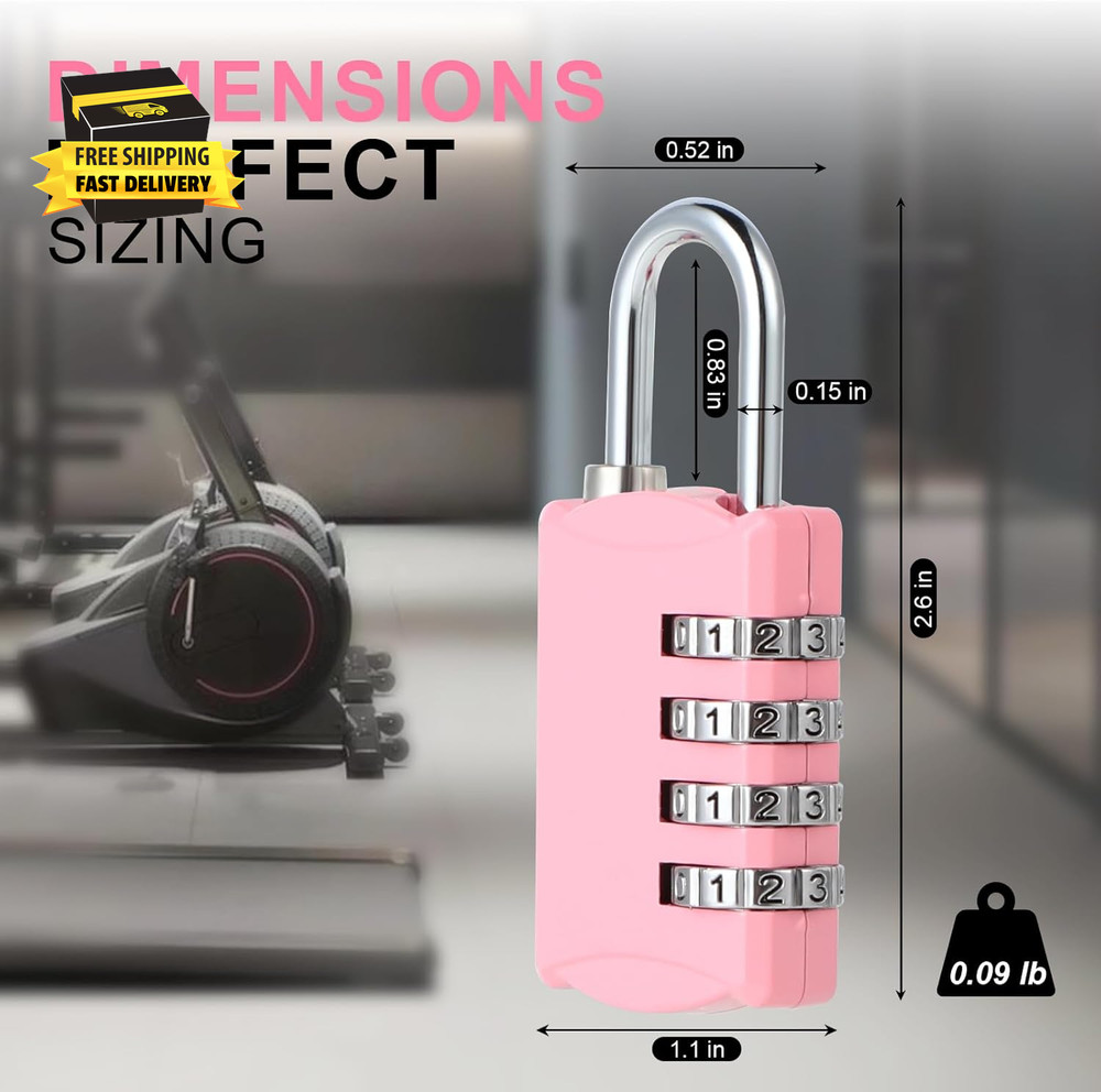 Small Combination Lock for Locker, 4-Digit Mini Combo Lock for Backpack and Lugg
