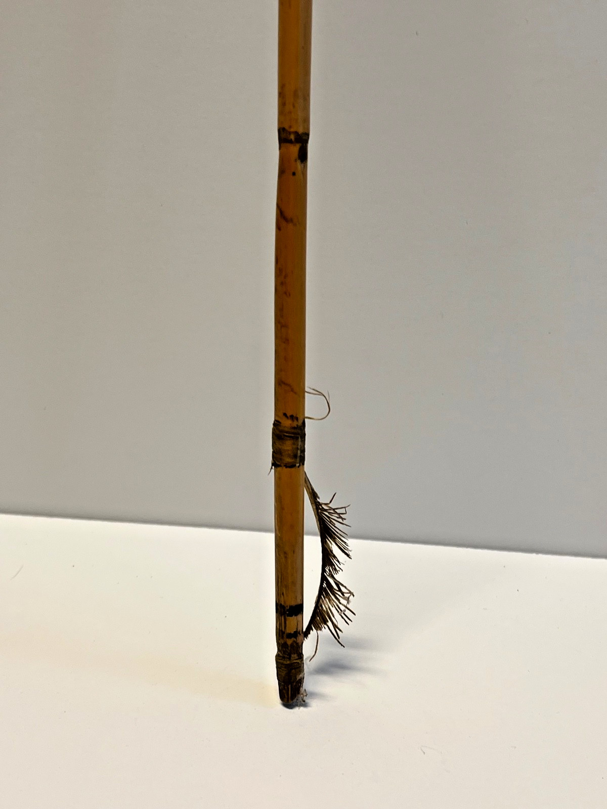 Original Native American Indian Arrow; Metal Tip; Feathers; Sinew; #E9