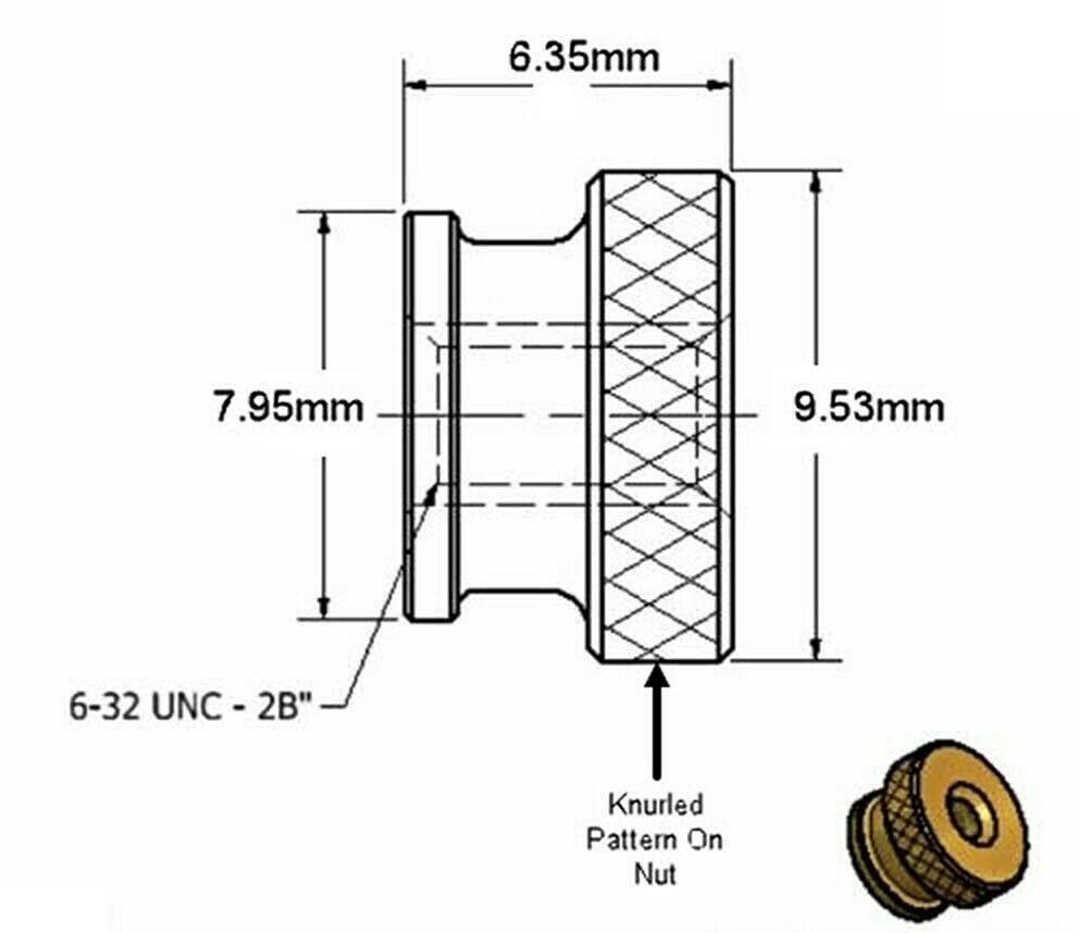 Solid Brass Knurled Thumb Nuts 6-32 Qty 20 (Tool Less Drive Mounting)