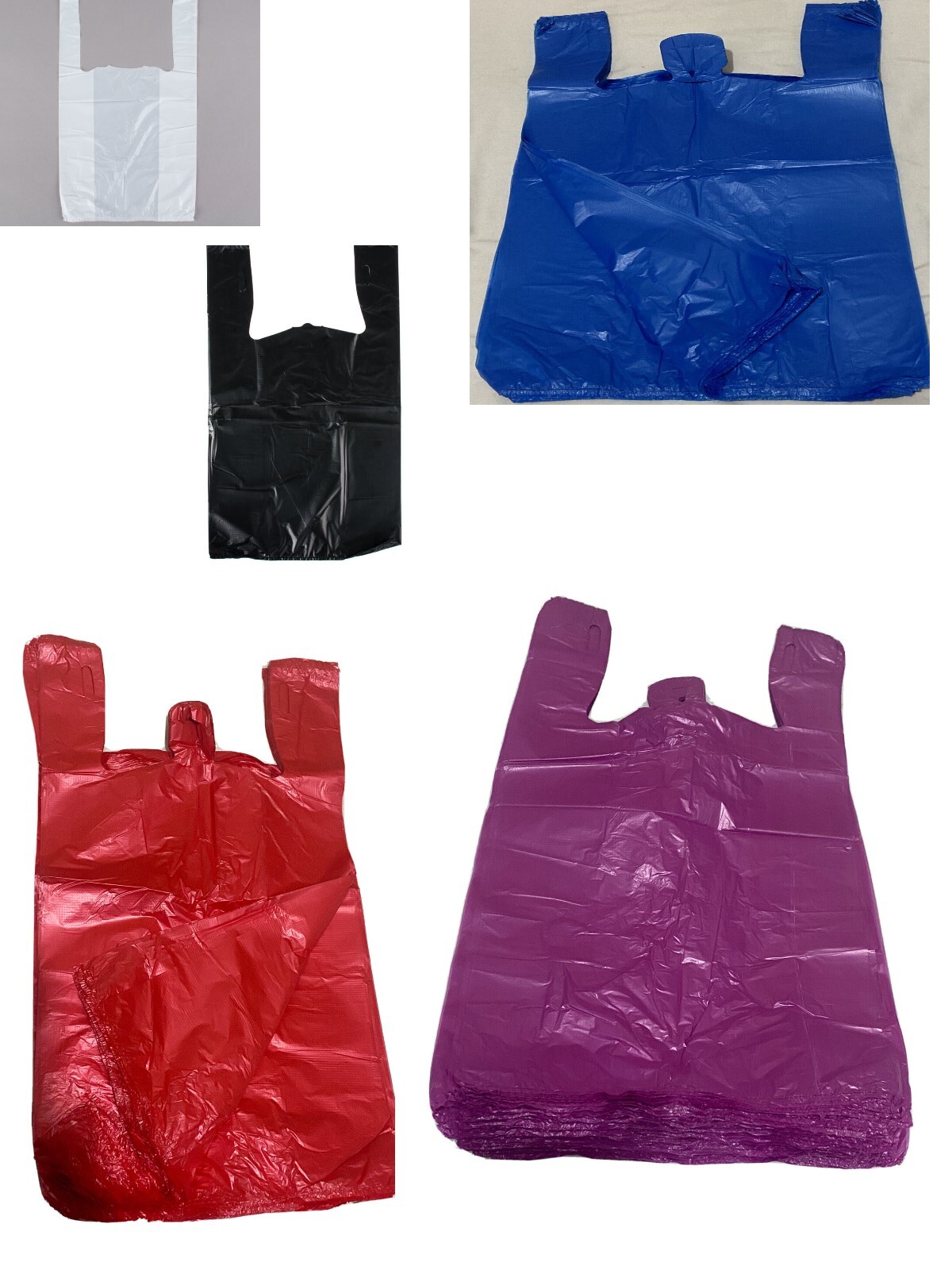 Any Color Bags 1/10 Small 8 x 4 x 15 T-Shirt Plastic Grocery Shopping Bags