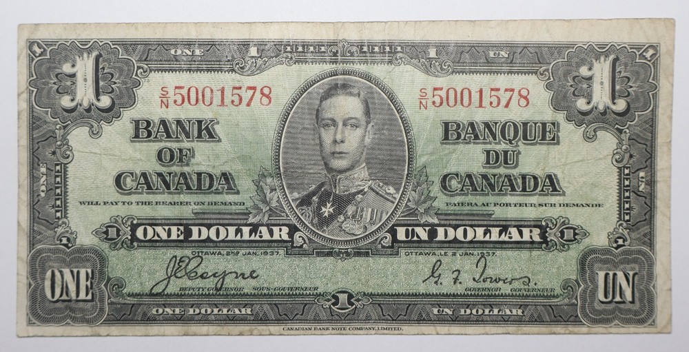 1937 Canada 1 Dollar Note