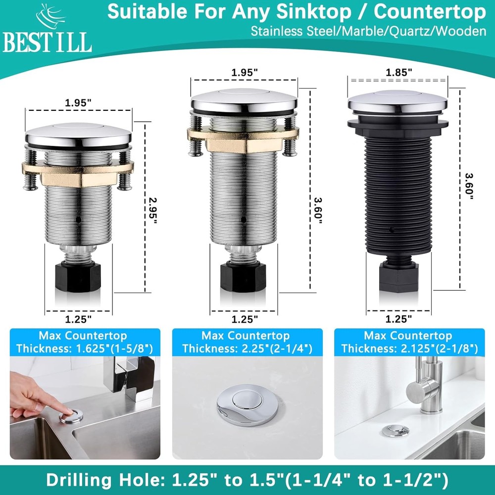 Garbage Disposal Air Switch Button Kit