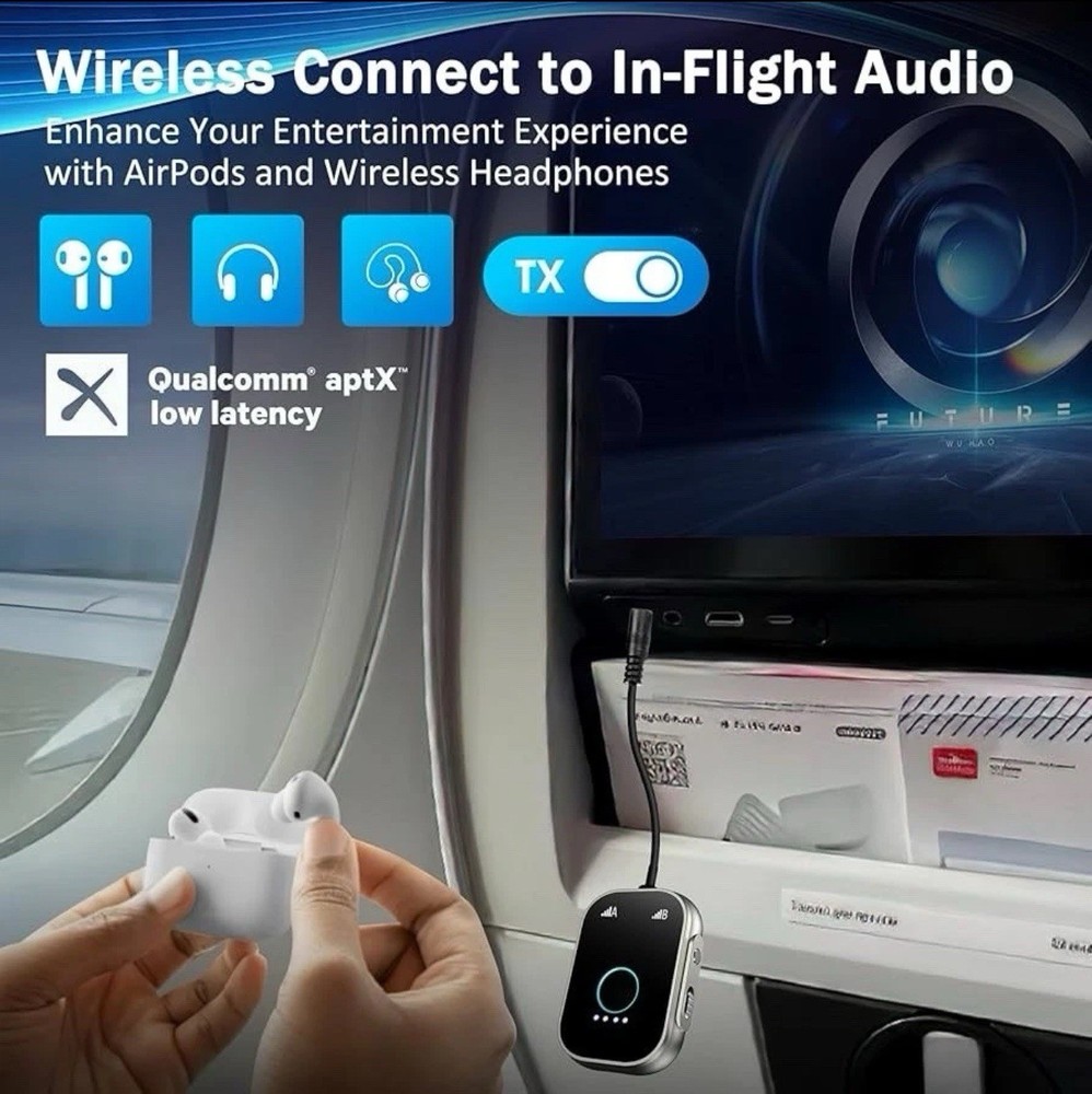 Swiitech Transmitter Receiver for TV, 2-in-1 Bluetooth 5.3 Adapter for Airplane