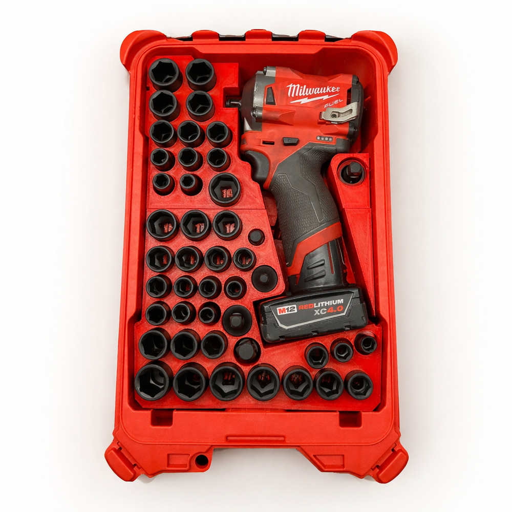 Milwaukee PACKOUT Insert – M12 Stubby Impact For Quinn 43pc 3/8″ Socket Set