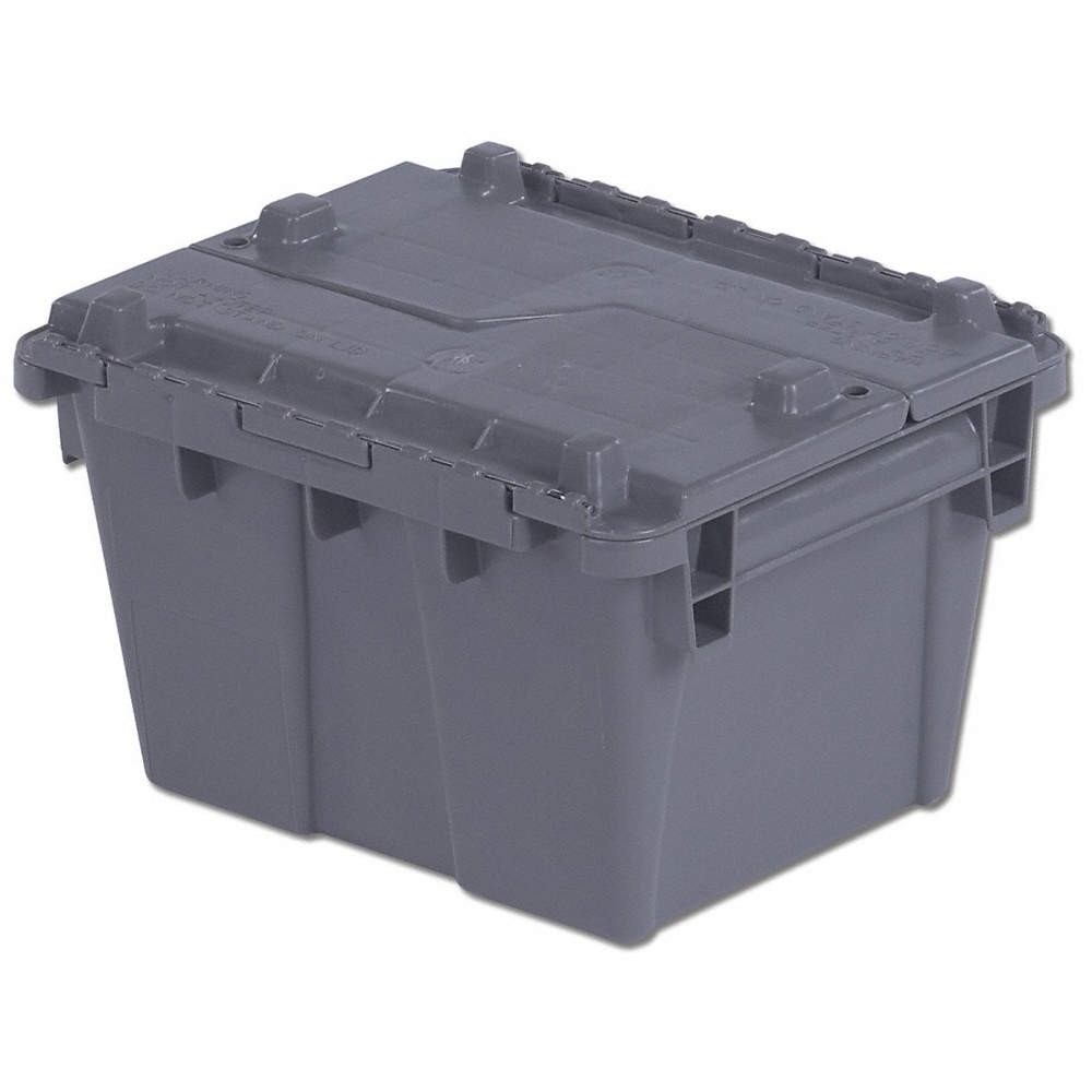 ORBIS FP03 Gray Attached Lid Container,Gray,Solid,HDPE 8RFL9