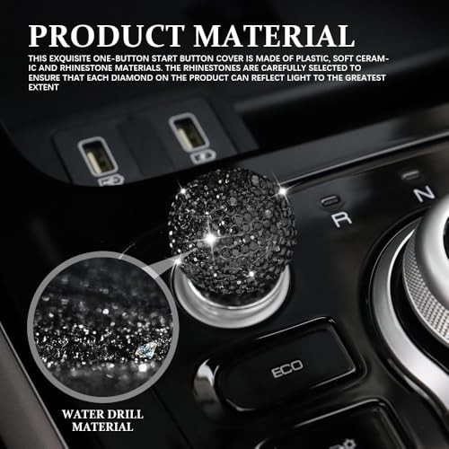 Bling Car Push Start Button Cover, Automotive Replacement Pushbutton Black