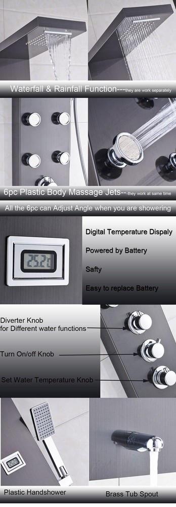 Multi Function Shower Panel Rainfall Oil Rubbed Bronze Digital Massage Jets Tap