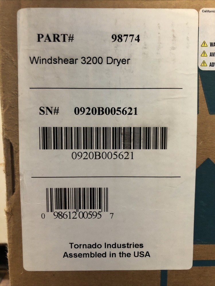 Windshear 3200 Dryer 98774