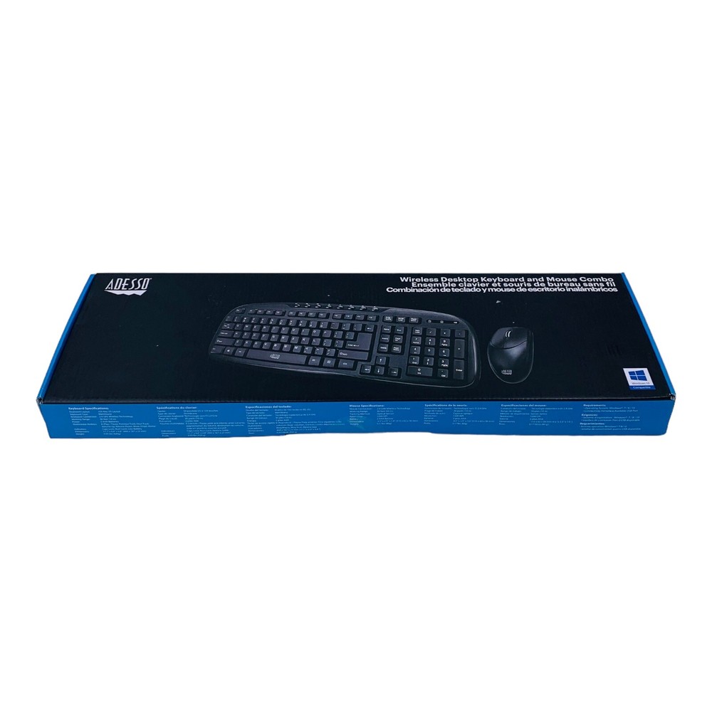 Adesso Wireless Desktop Keyboard and Mouse Combo, Black
