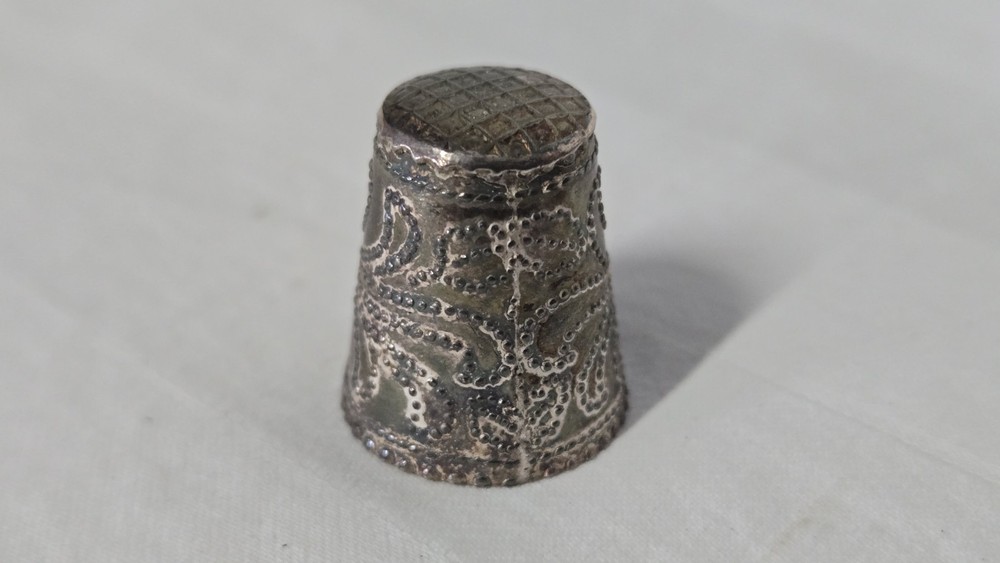 Antique 935 Silver Ornate Sewing Thimble