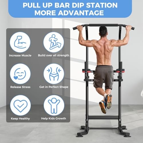Pull Up Bar, Multi-Function Pull Up Dip Bar Station, Home Gym Workout Black