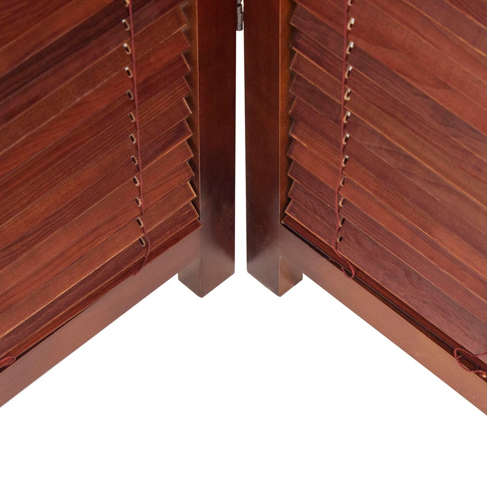 6 ft. Tall Adjustable Shutter Room Divider Walnut 4 Panel