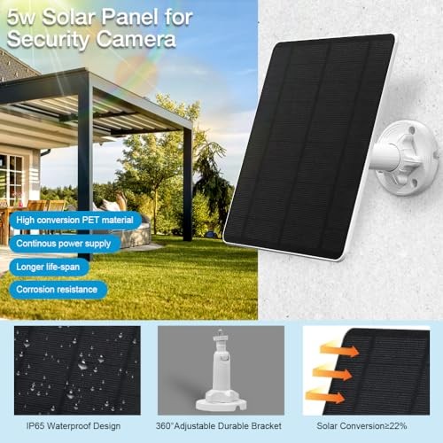 Solar Panel for Security Camera,5W USB Solar Panel for Cameras DC 2 pack