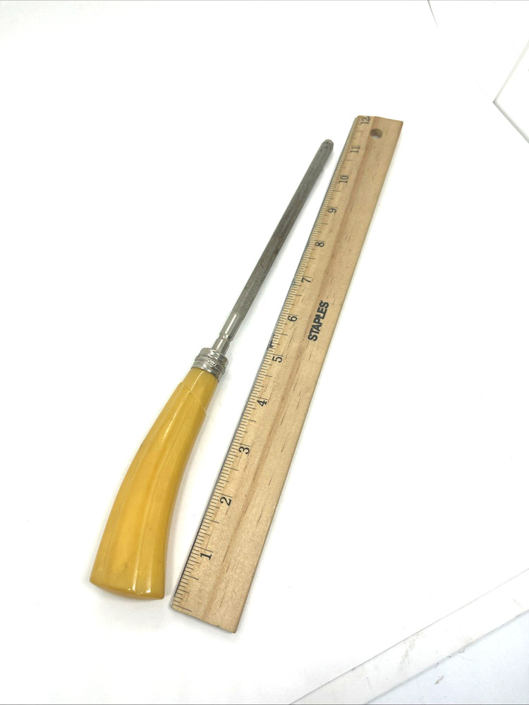 Vintage Butterscotch Bakelite Handle Knife Sharpener 11”