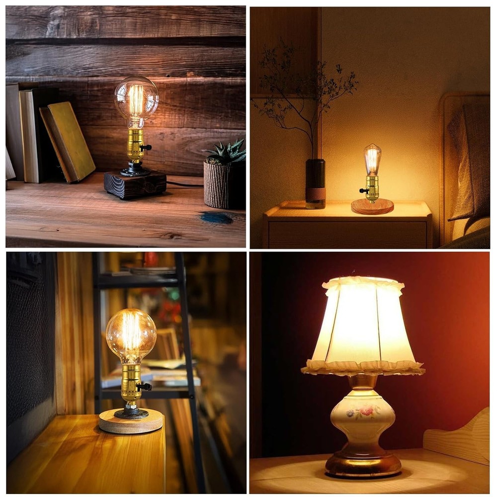 2 Pcs 3 Way Lamp Socket Replacement for E26 Threaded Base, 3 Light Gold