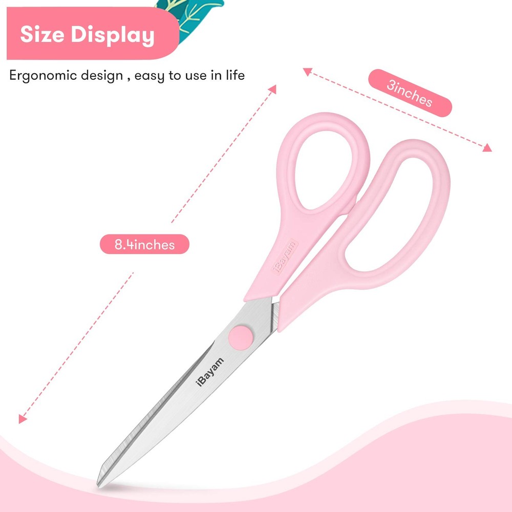 Scissors, 8" All Purpose Scissors Bulk 3-Pack, Ultra Sharp 2.5mm Thick Blade ...
