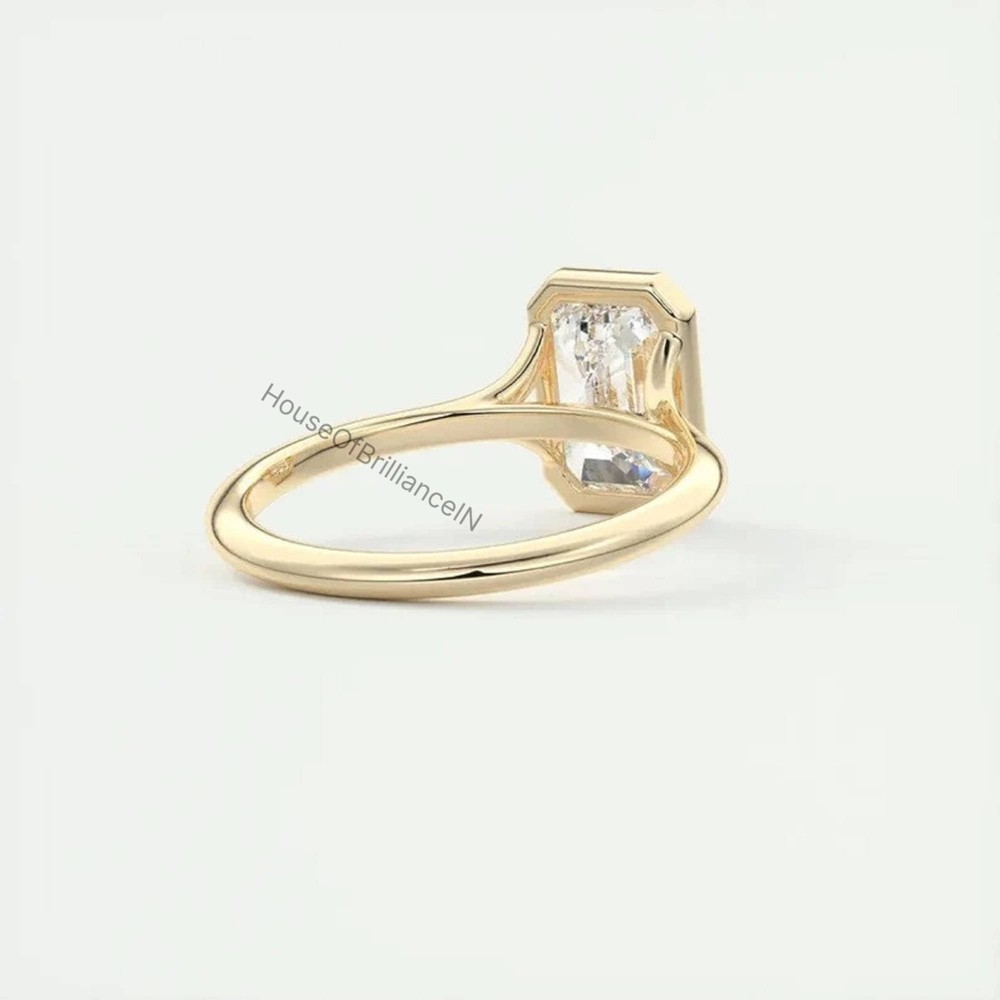 3.00 Ct Blue Emerald Cut Engagement Ring Large Emerald Three Stone Wedding Ring