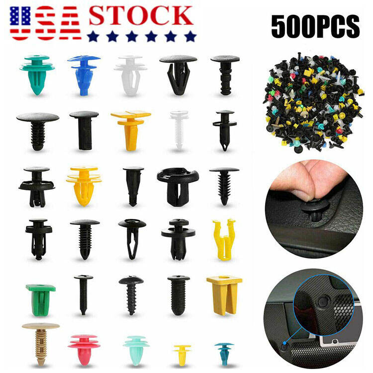 500PCS Car Retainer Clips Auto Fasteners Push Trim Clips Pin Rivet Bumper Kit