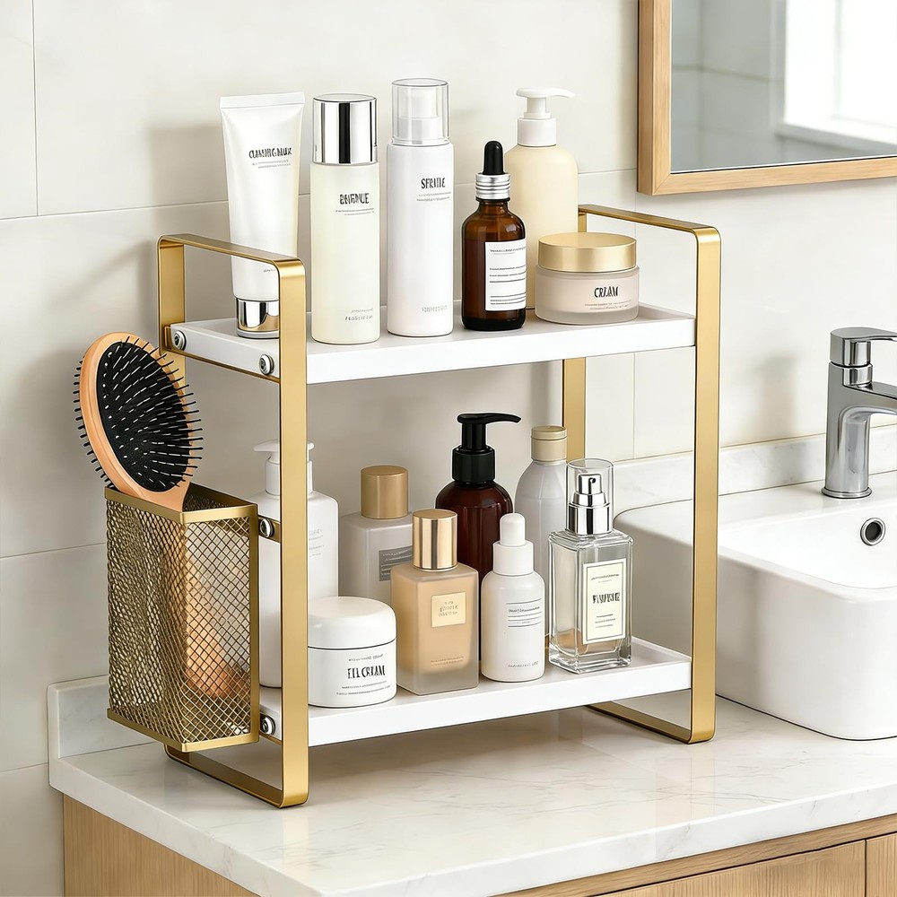 2Tier Kitchen Storage Organization Rack Side Baskets Multifunctional Spice