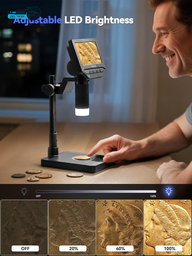 DM4W Microscope with Weighing Scale: 4.3" Digital Coin Microscope with Screen