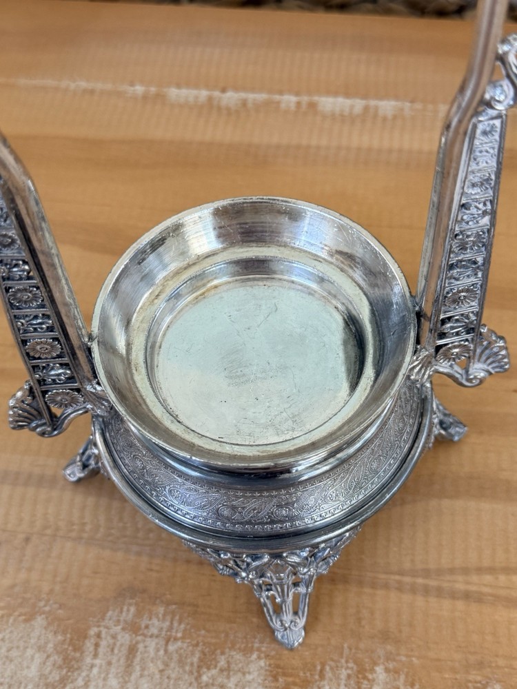 Reed & Barton 1280 Silver Plated Pickle Caster Serving Jar *READ*