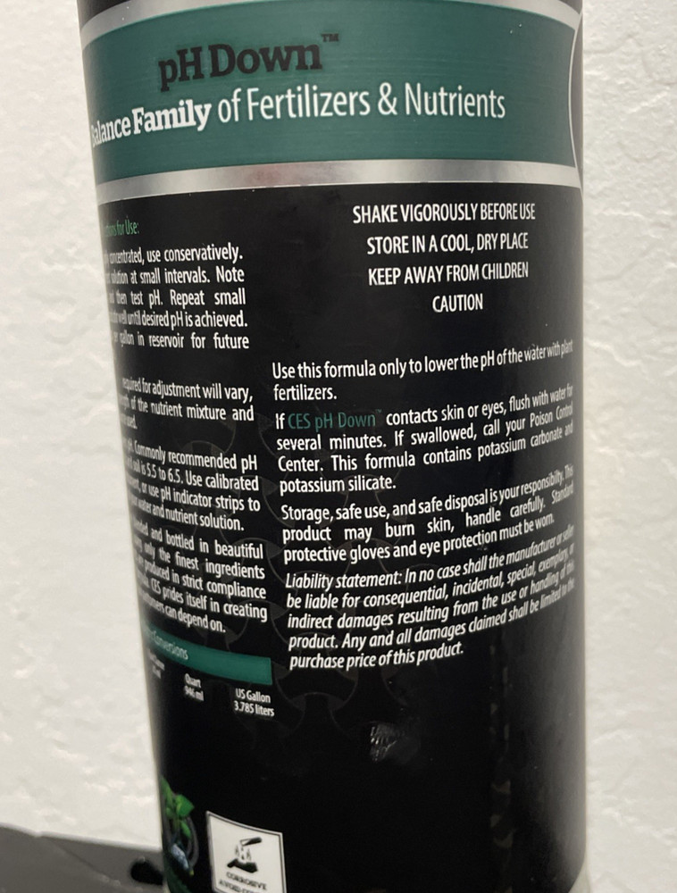 Cutting Edge Solutions PH Down 1 Quart (NEW) FREE SHIPPING