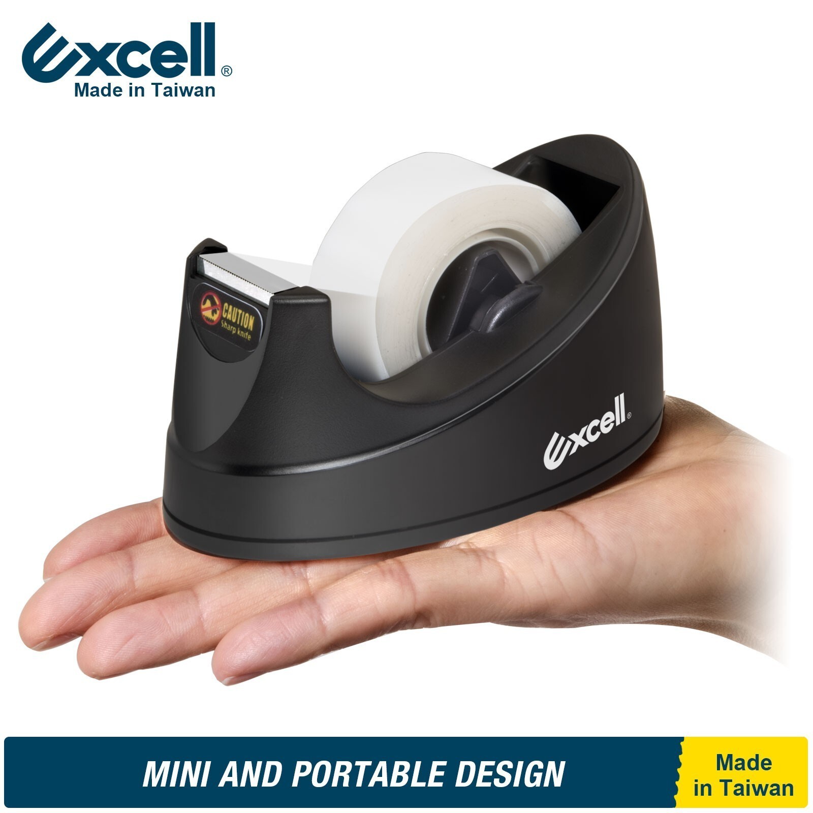 Excell Mini Desktop Tape Dispenser 3/4" Tape 1" Core, Lightweight OFC, No Tape