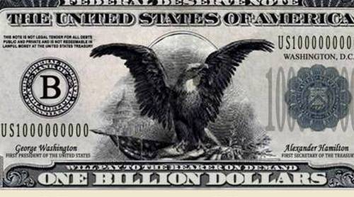 Vintage-Style Eagle Billion Dollar Bill Funny Money Novelty Note + FREE SLEEVE