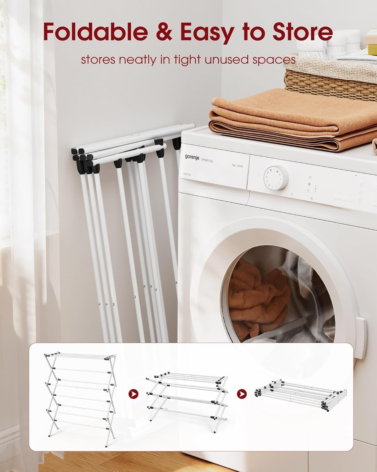 Portable Stainless Steel Clothes Drying Rack - Rust-Resistant & Compact Design