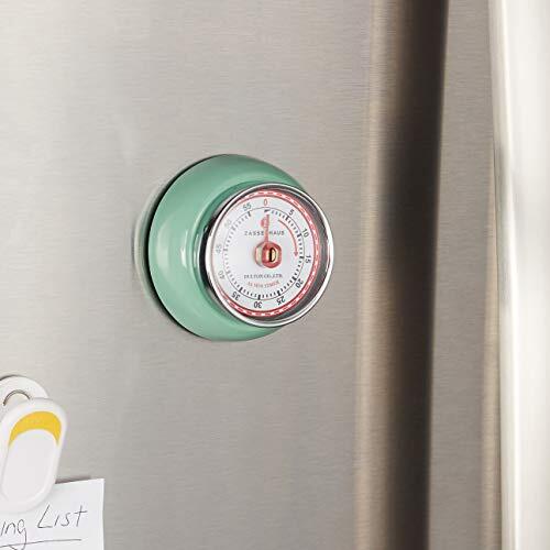 Magnetic Retro Kitchen Timer, Classic Mechanical Cooking Timer (Mint Green)