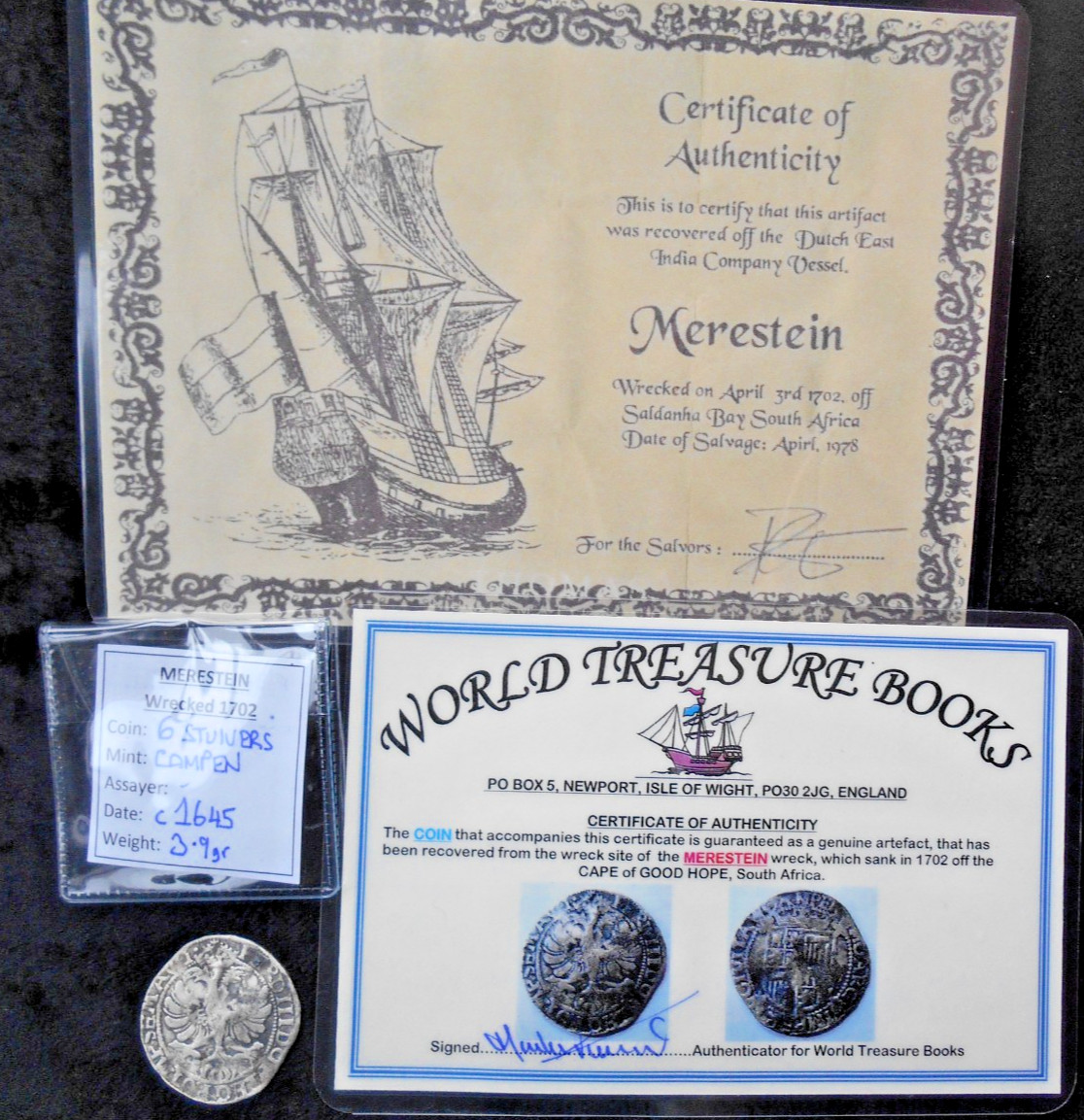 SHIPWRECK treasure SILVER 6 STUIVERS shilling coin MERESTEIN wreck 1645 VOC Indi