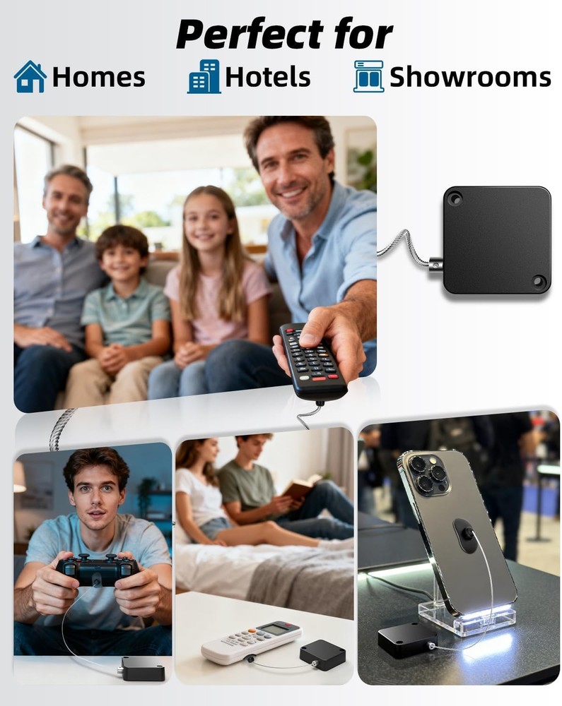 6.5 Ft Retractable Remote Control Safety Lock Tether, Leash...