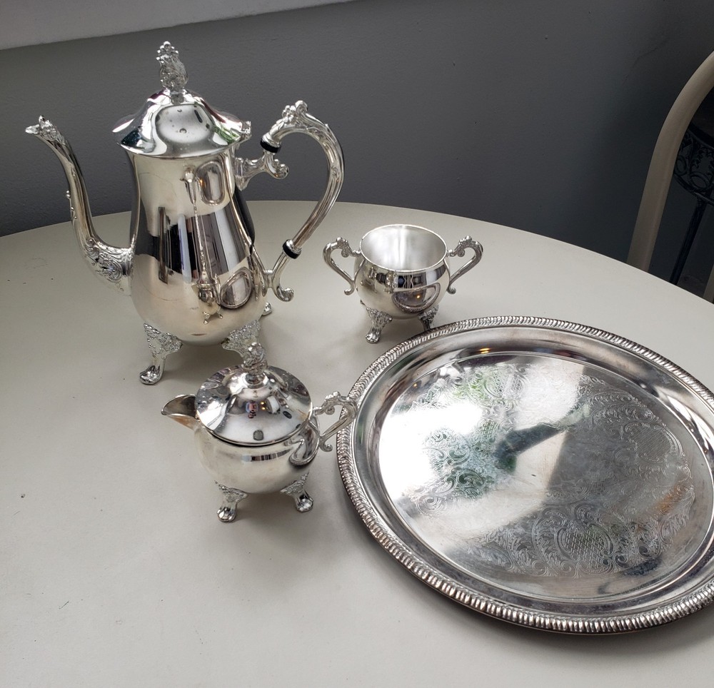 Vintage Silver Plate Tea Set with Tray