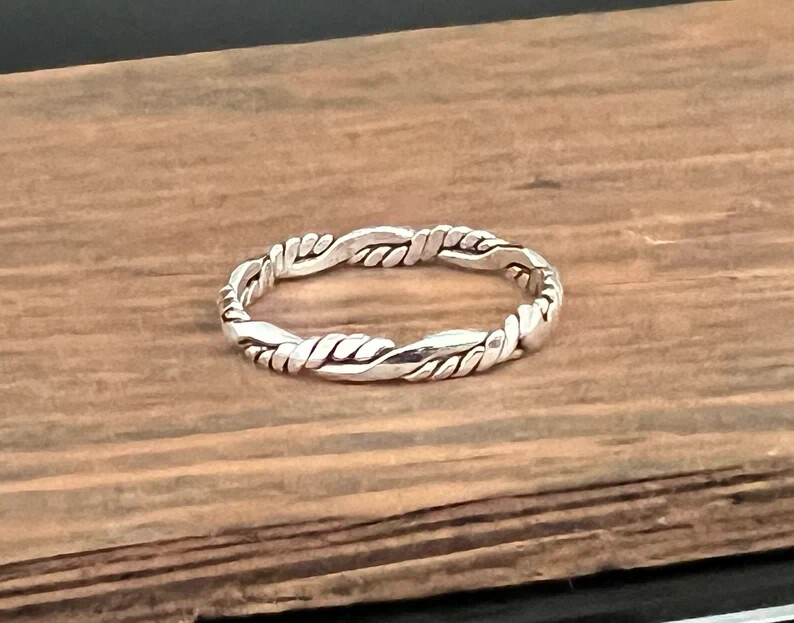 Thin Braided Silver Ring   925 Sterling Silver   Braided Silver Ring  All size
